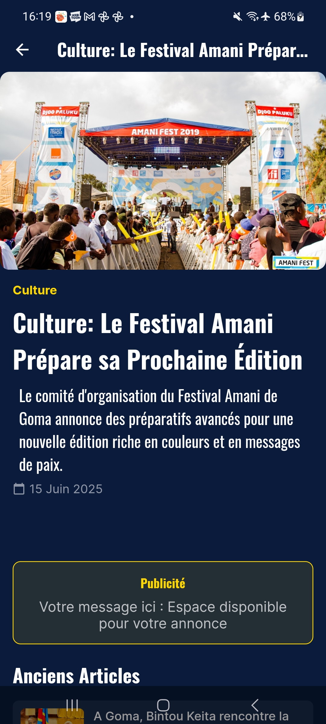 Capture d'écran d'un article